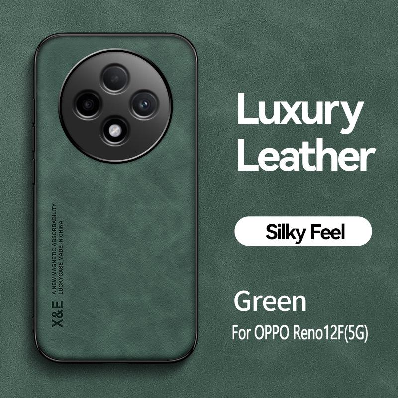 Funda For OPPO Reno12F 5G Case Shockproof Silicone Leather Magnetic Holder Coque For OPPO Reno12 F Reno 12F 12 F 5G Back Cover