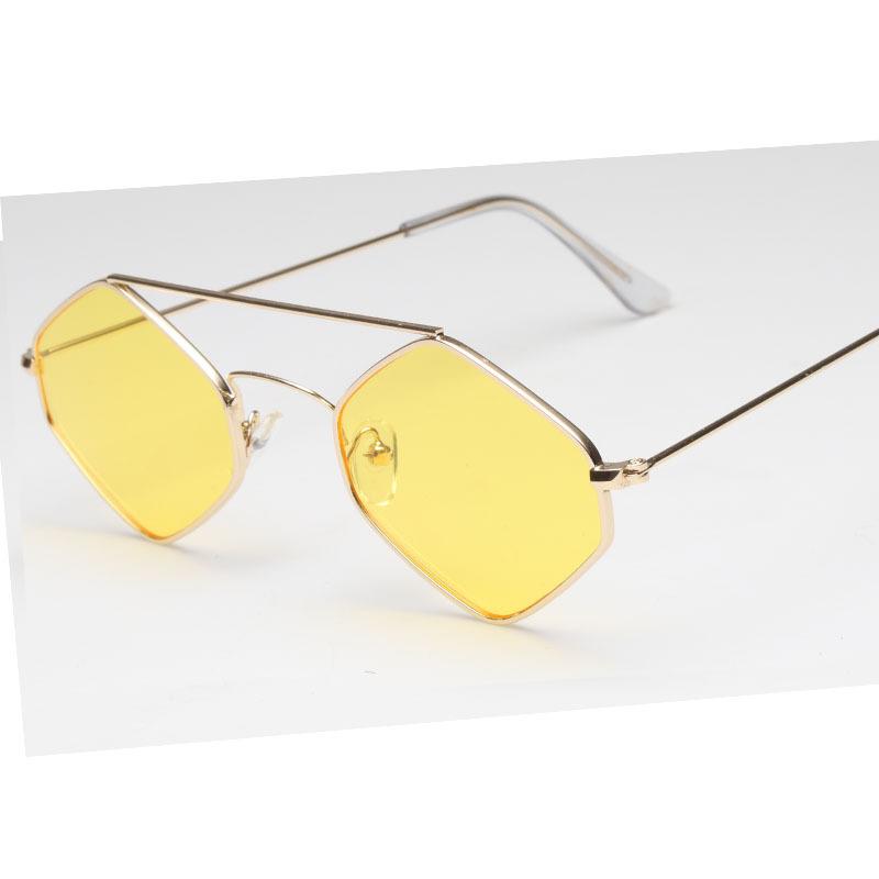 Small Metal Frame Rhombus Sunglasses Women New Fashion Polygonal Vintage Alloy Ladies Sun Glasses Cat Eye Black Gold Shades