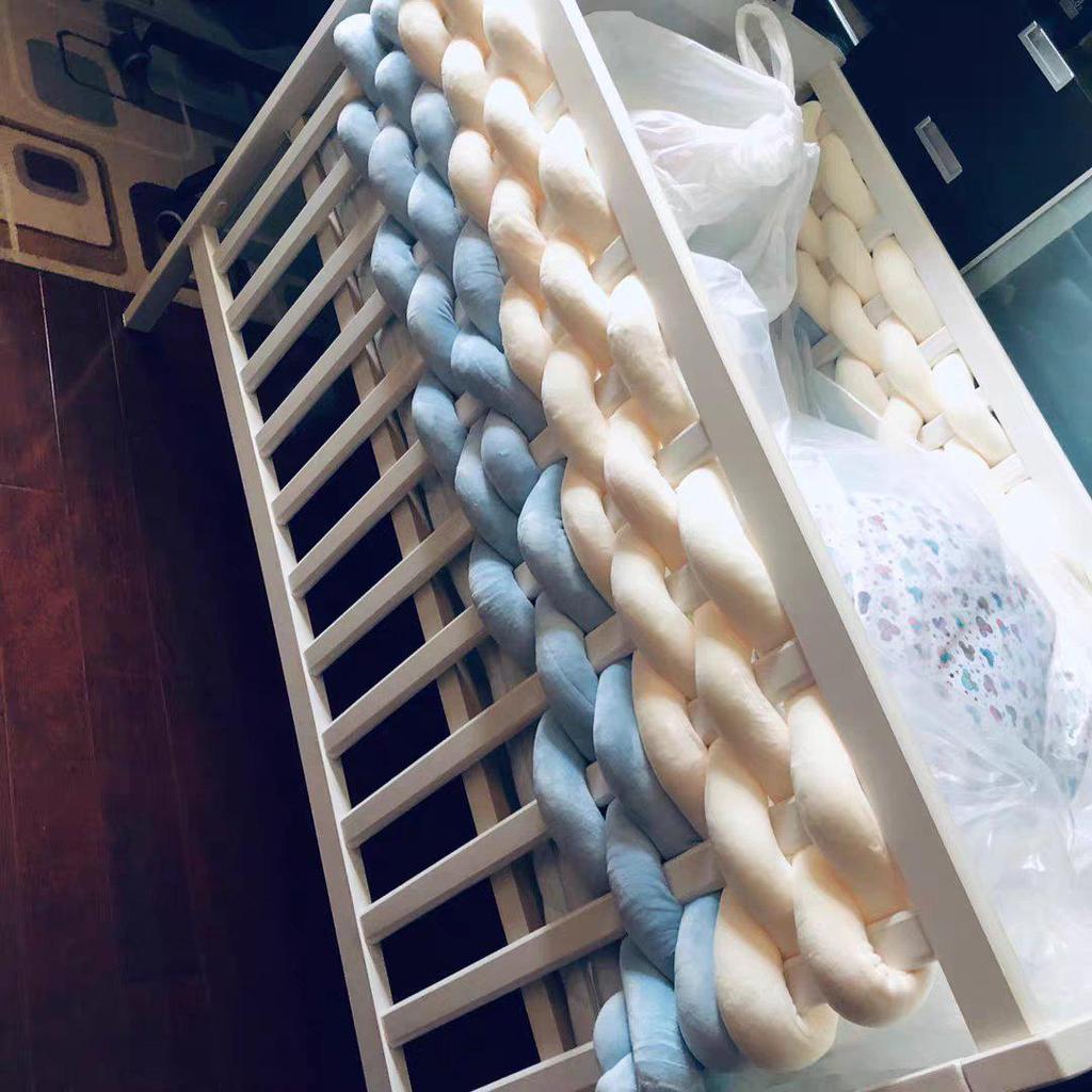 European Single Strand 5cm Cable Knit Baby Bed Bumper - Handmade Anti-Collision & Anti-Fall Decoration