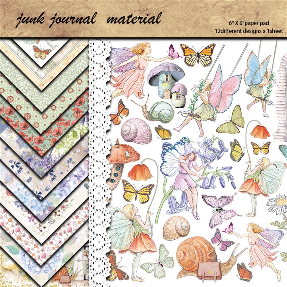 

12 Sheets Retro Magical Land Journal Collage Paper DIY Stickers