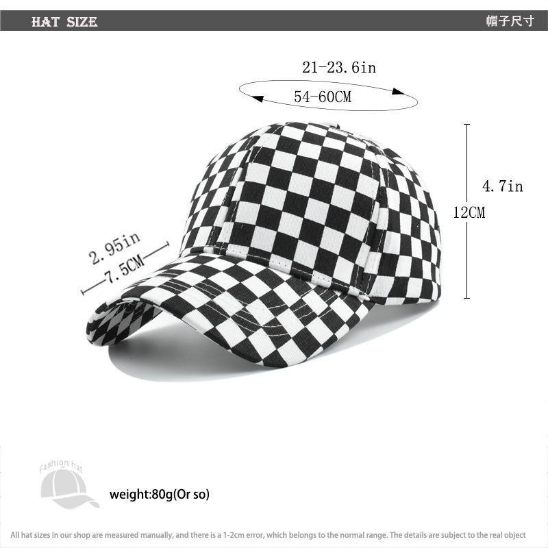 Casquette de Baseball à Carreaux Hommes Femmes Extérieur Voyage Protection Solaire Mode Ins Décontracté Chapeau Réglable