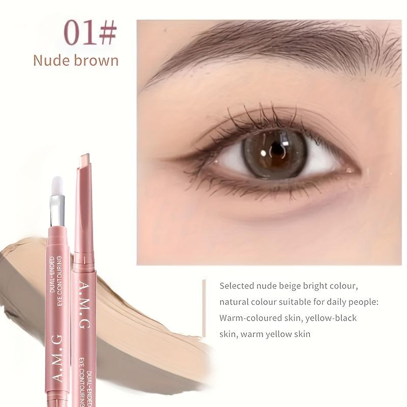 Dwustronny cień do powiek i rozświetlacz - Różowo-brązowy brokatowy płynny eyeliner dla początkujących, Gładkie narzędzie do makijażu do precyzyjnego maskowania cieni pod oczami i powiększania oczu