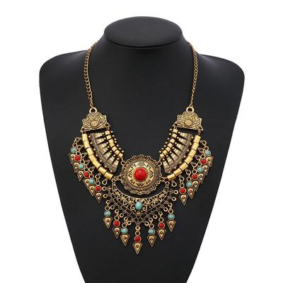 Collar Étnico Retro con Borla de Gota de Agua y Cadena para Clavícula