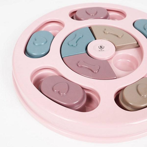 Dingdong Pet Pet Intelligence Development Puzzle Snack Toy IQ Toy Round Diameter 23cm x Height 2.5cm, Pink, 1 piece