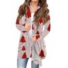 Women's Fashionable Loose-Fit Casual Cardigan With Christmas Print Mid-Length Coat