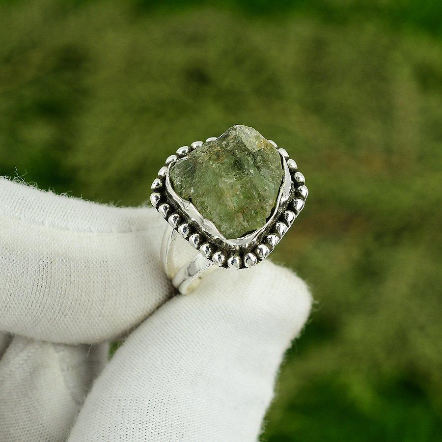 

Mothers day Sale Prehnite Gemstone 925 Silver Wife New Stackable Ring Size 8.5 8.5