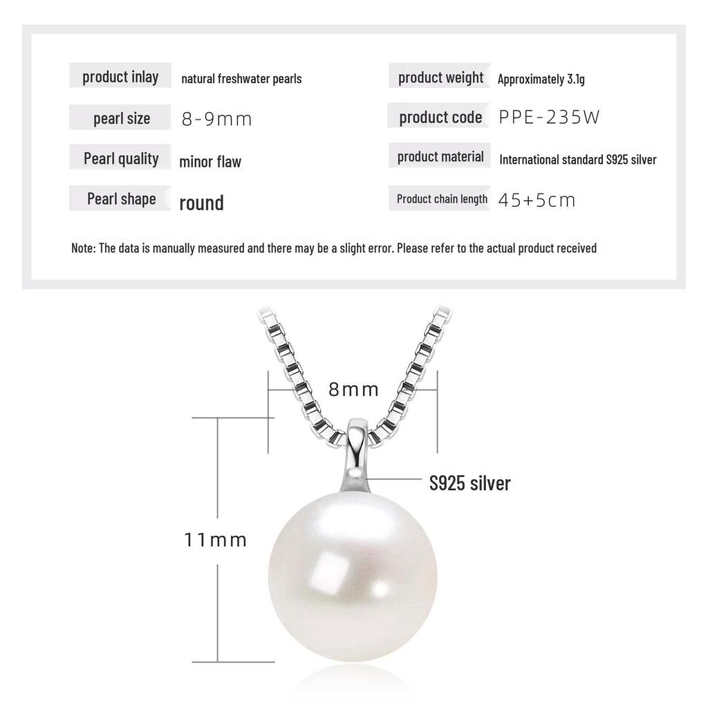 Freshwater Pearl & Diamond-Set Silver Pendant Necklace for Women