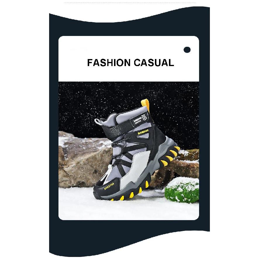 Winter Fashion High-top Sneakers for Children Warm Plush Snow Boots Child Waterproof Sneakers Boys Non-Slip Outdoor Boots 30-39