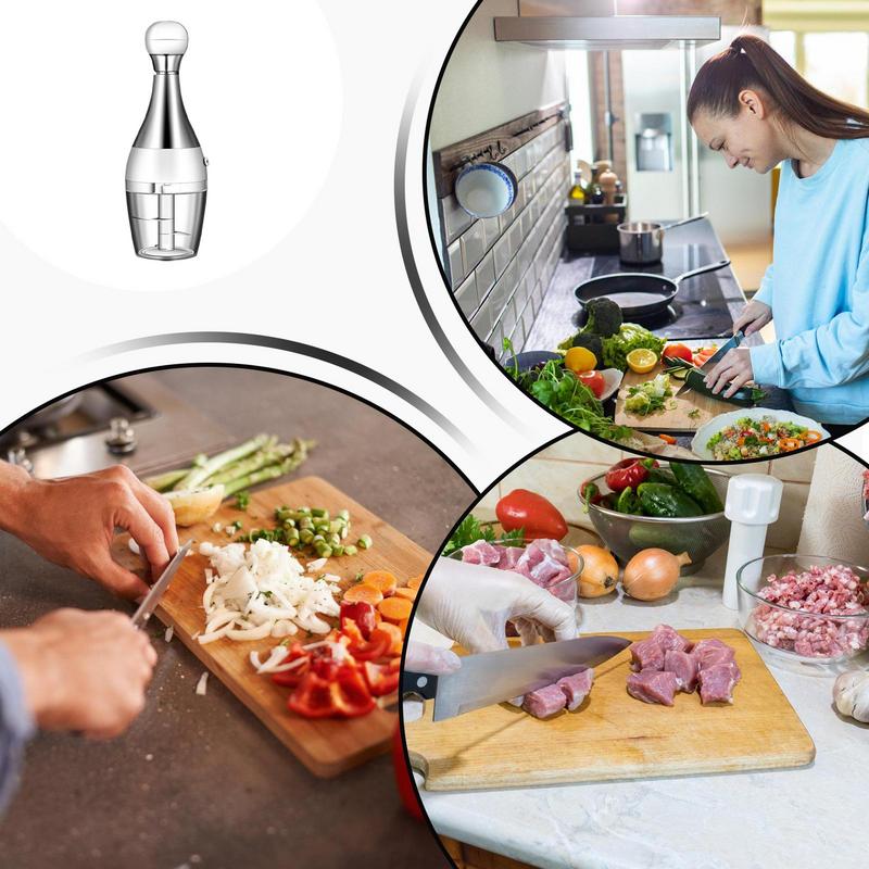 Manual Pressed Chopper Stainless Food Chopper Vegetable Chopper Push-Press Hand Stainless Food Chopper Multifunctional Manual