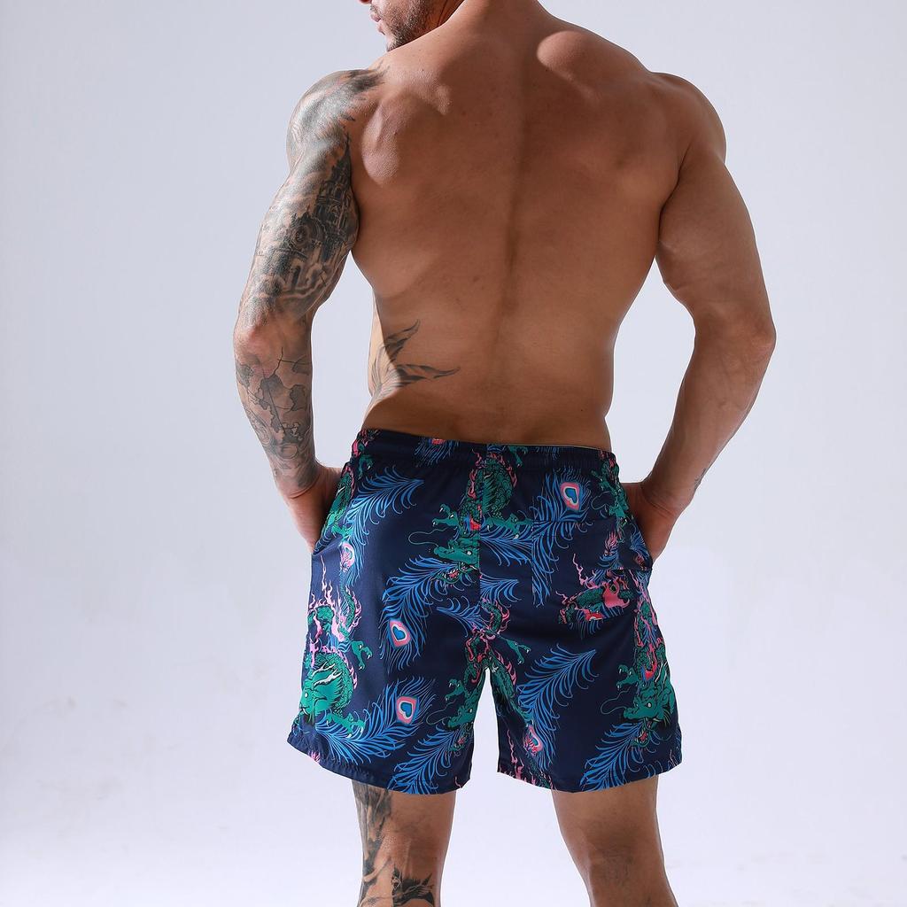 Men's Beach Trunks Breathable Print Pants Surf Casual Sports Quick Dry Shorts