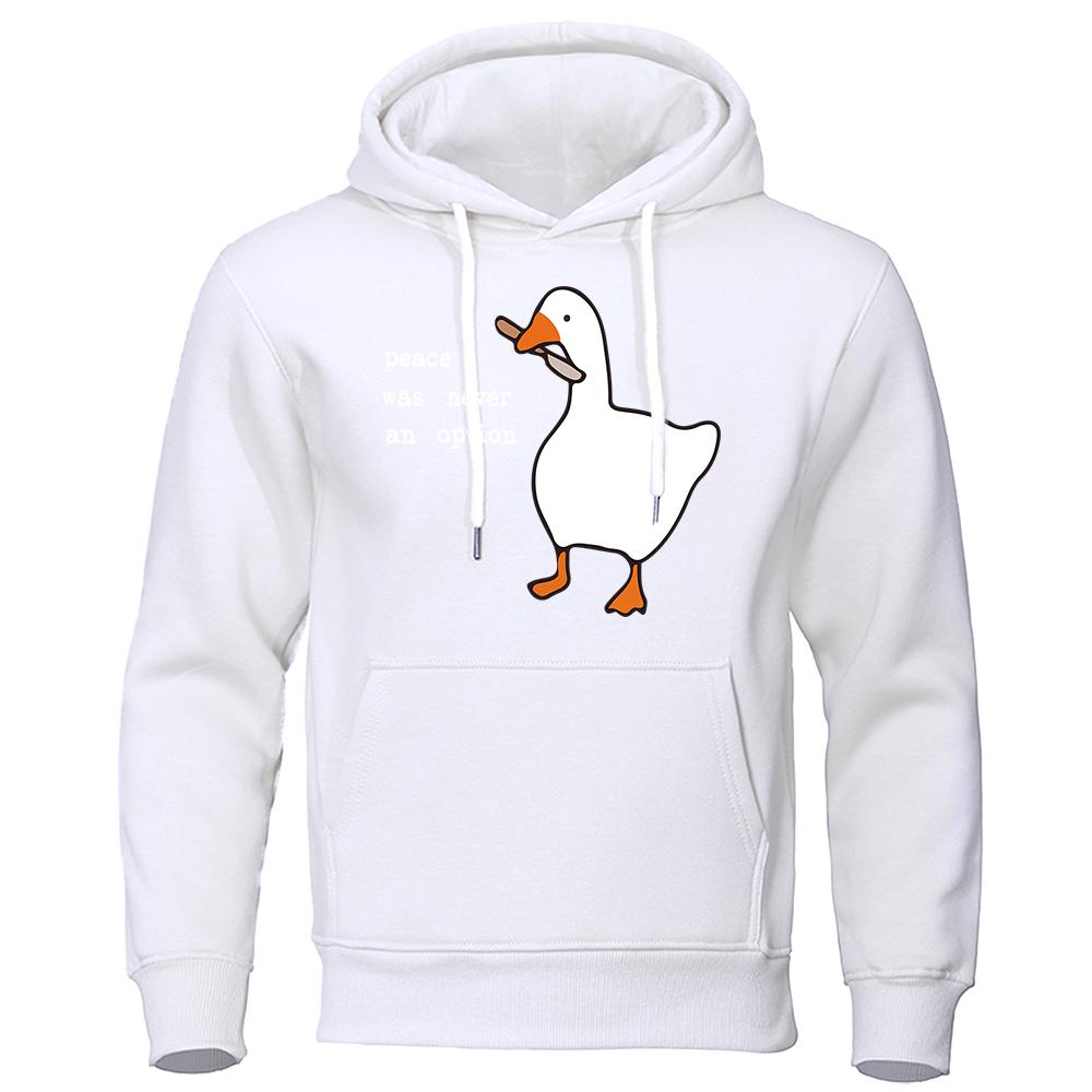 

Мир никогда не был вариантом, толстовки с принтом мультфильмов, мужская модная теплая одежда, осенняя флисовая толстовка с капюшоном, большая белая утка, забавная толстовка 3XL