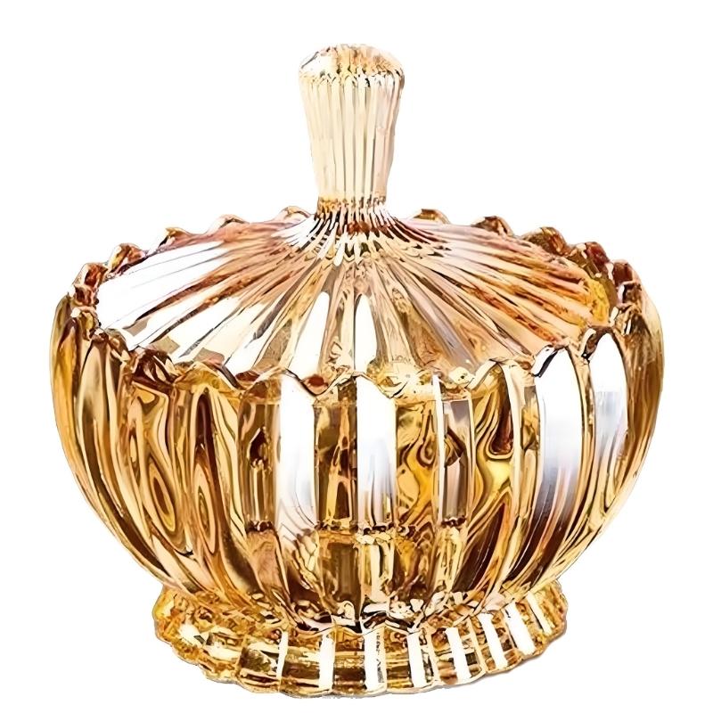 Glass Storage Jar with Lid,Covered Candy  & Cookie Jar,Jewelry Box,Buffet  & Biscuit Containers Decorative Candy Dish 1