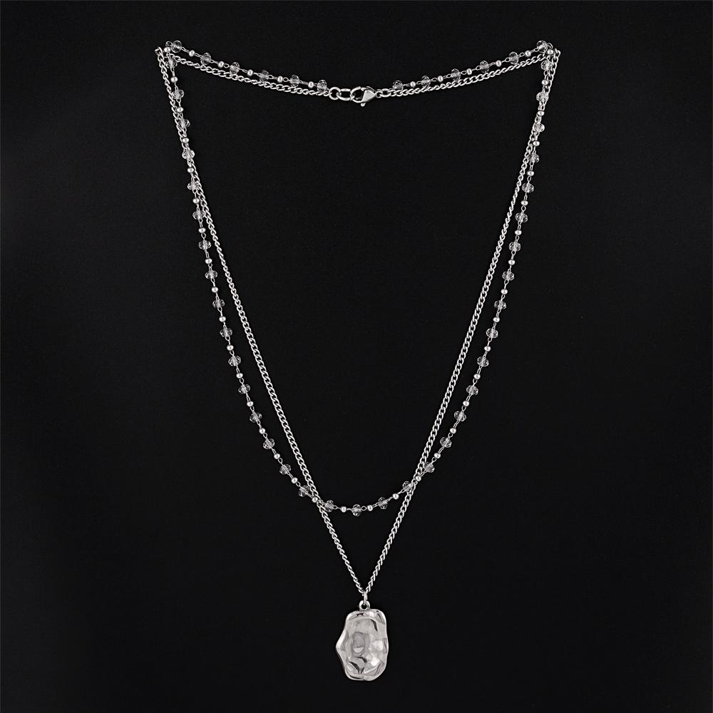 Jbans Classic Shell Point Layered Chain Necklace (J2302-An131_Sv)