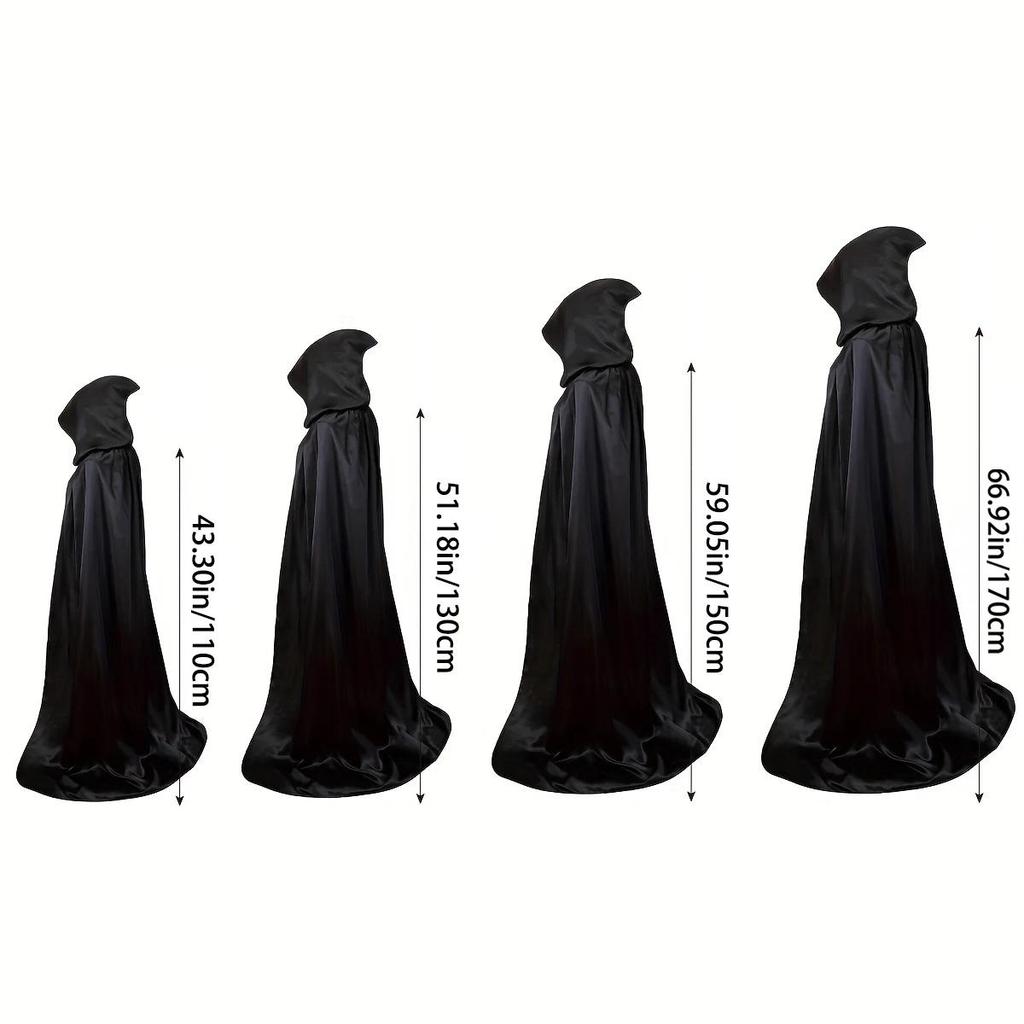 Elegant Hooded Cloak for Halloween & Christmas Devil Witch Grim Reaper Costume Cape Unisex Adult & Kids Party Cosplay