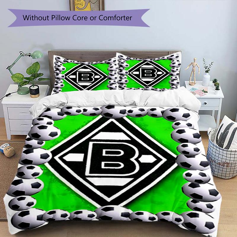 3pcs Duvet Cover Set (1*Duvet Cover + 2*Pillowcase, Without Core), Borussia Monchengladbach Print Bedding Set, Bedroom Decor, All‑Season, Birthday Gif