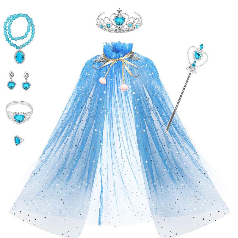 Frozen, Children's Girl, Wallet, Crown Magic Wand, Necklace, Gloves, Set, Elsa Princess Sparkling Cloak