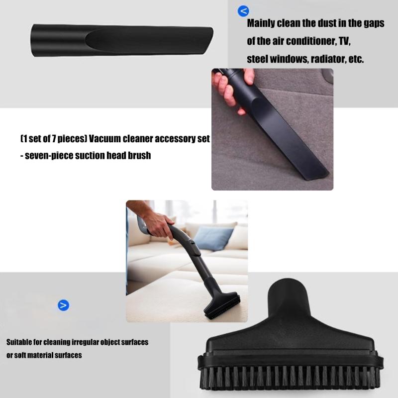 7Pcs Vacuum Cleaner Accessories Floor Brush Floor Brush Dust Brush Sofa Bed Suction Nozzle Brush Head Replacement