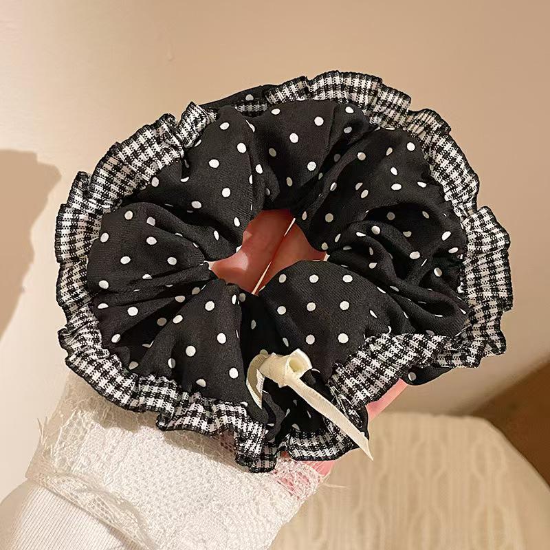 Scrunchie Coreano in Pizzo con Volant e Fiocco - Accessorio per Capelli Carino e Dolce