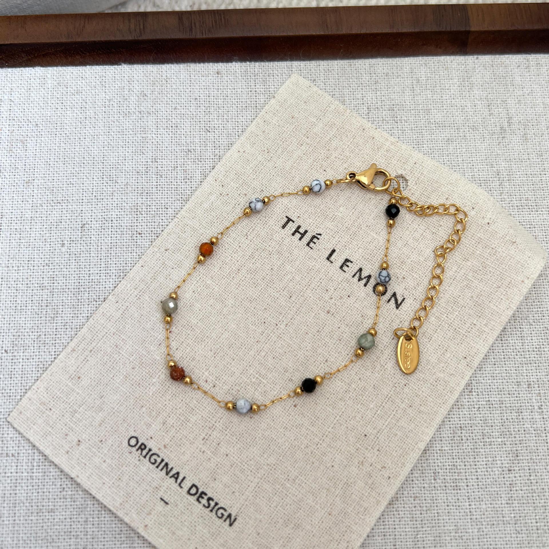 

Комплект кольє з кольового натурального каменю з нержавіючої сталі для жінок, вінтажне кольє-ланцюжок золотого кольору для ключиці, подарунок, жіночі аксесуари, подарунок Bracelet