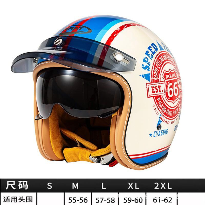 DOT Three-Quarter Helmet Motorcycle Men's Women's 3/4 Rider Scooter Cruise Retro