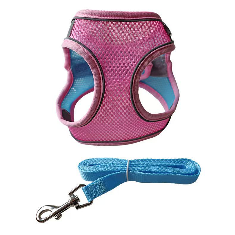 Reflective Mesh Pet Vest Harness & Retractable Leash Set for Dogs & Cats