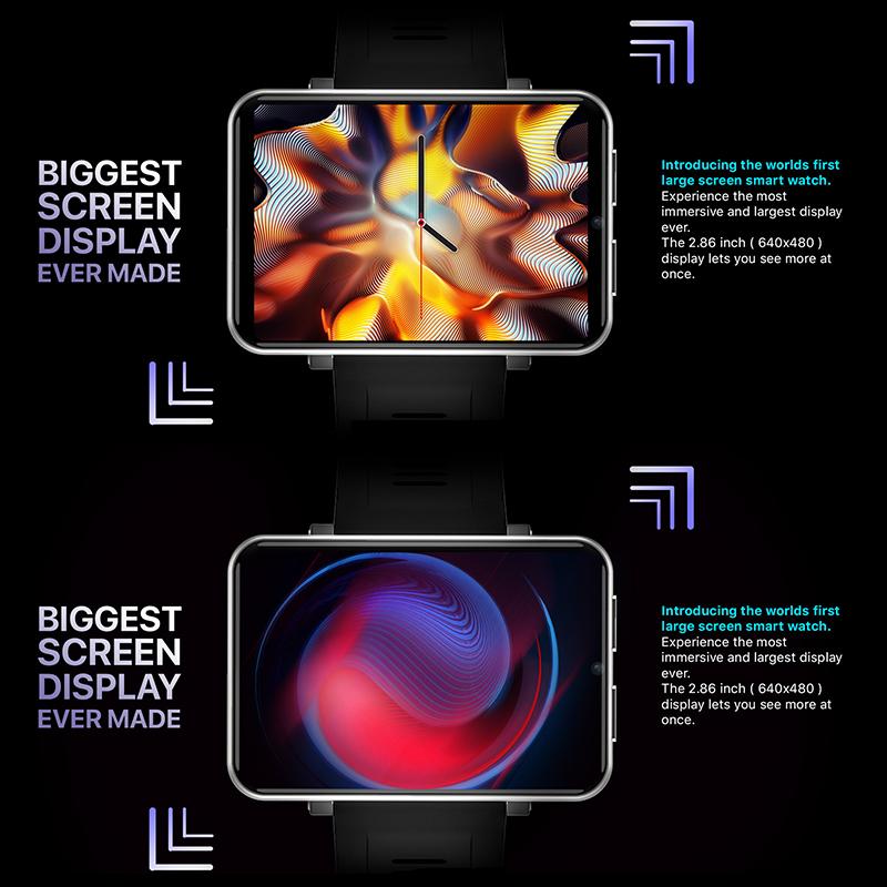 2.86inch Smart Watch Large Screen Android 4G Pluggable Card Phone GPS Smart 4G Watch Waterproof IP67 SIM Card Smartwatch