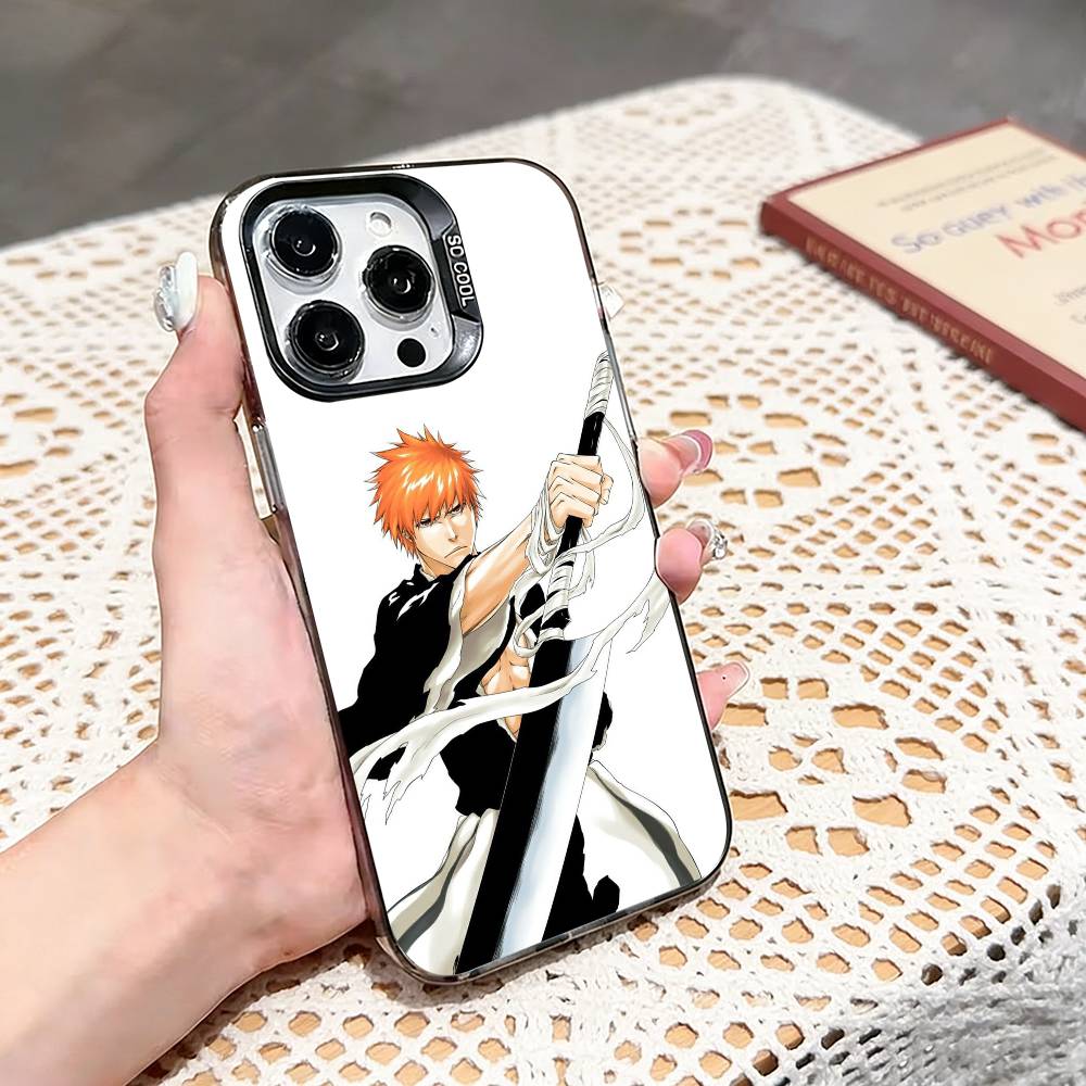 Anime I-Ichigo K-Kurosaki Phone Case For iPhone 17,16,15,14,13,12,11 Plus,Pro Max,XS,Colored silver phone case iPhone12PRO