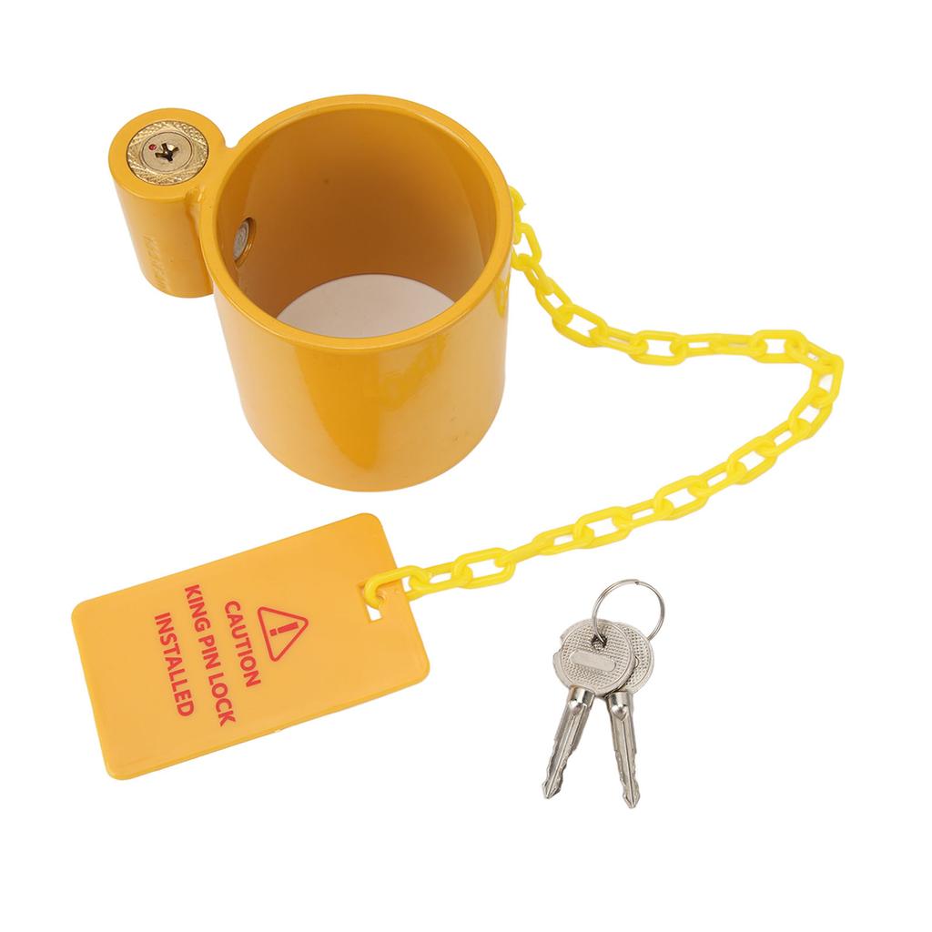 5th Wheel King Pin Lock Anti Rust Heavy Duty Steel Trailer King Pin Lock with Yellow Caution Tag For Motorhomes