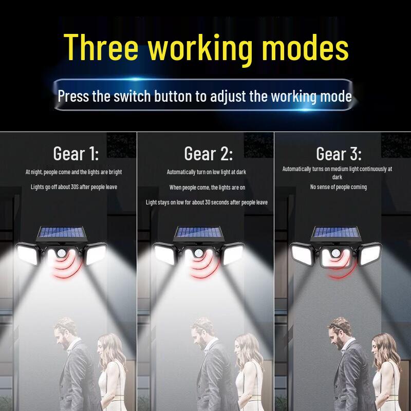 Solar 122-LED Three-Head Split Wall Light