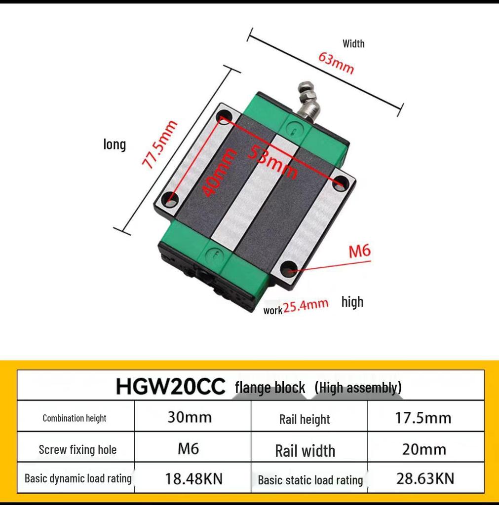 HIWIN Interchangeable Linear Guideway Block for HGH/EGH/CA Series (Sizes 15-30)