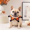 Adjustable Dog Bib Knitted Star Pet Bib Handmade Shape Cat Crochet Skin-friendly Collar with Black Pom-poms for Cats Small Dogs Halloween Outfit