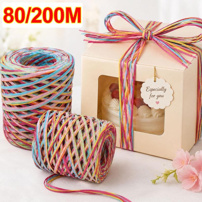 DIY Raffia Straw Yarn Gift Packing Ribbon Handmade Craft Color Rope Knitting Crocheting Paper Ropes Wedding Party Decor Supplies