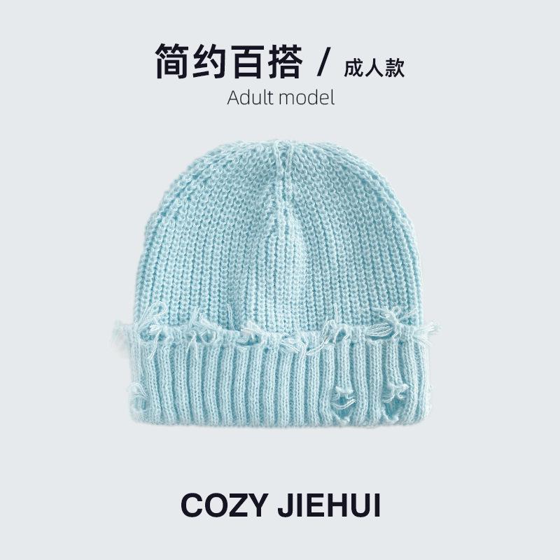 Simple Autumn and Winter Hat Big Head Circumference Knitted Wool Hat Loose Ins Face Small Twist Thickened Winter Warm Hat