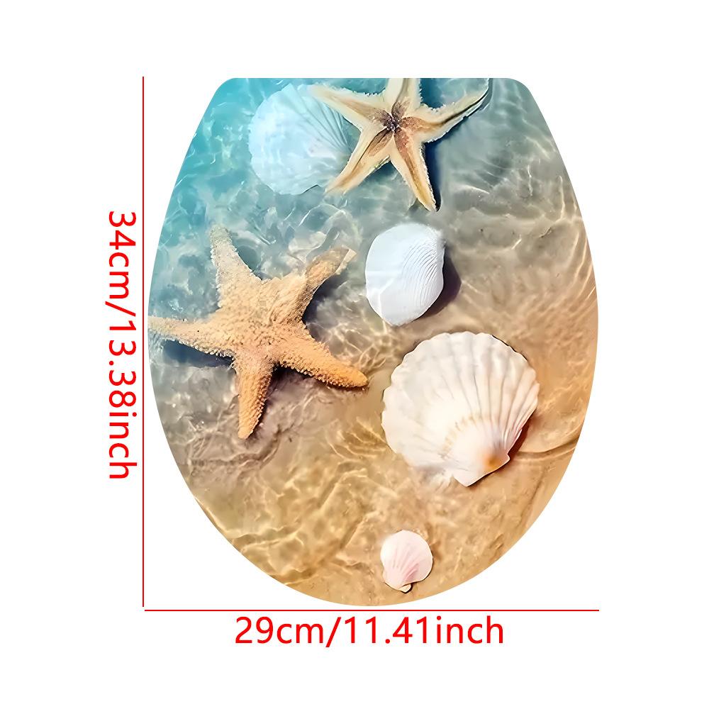 Creative 3D Beach Seashells Bathroom Toilet Stickers, Home Self-adhesive Waterproof Decoration Wall Stickersfor Toilet