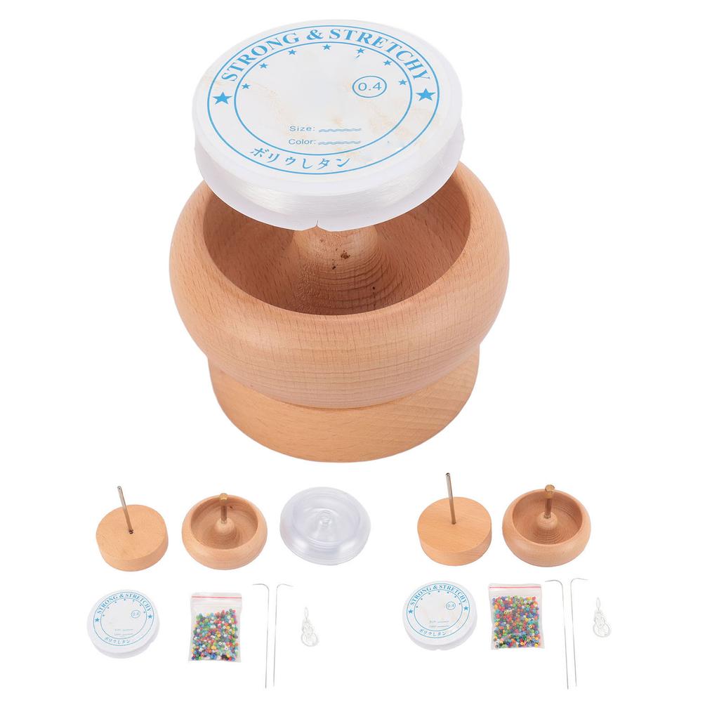 Wooden Bead Spinner Kit for Jewelry Making Effortless Rotating Beads Threader Bracelet Spinner Bowl