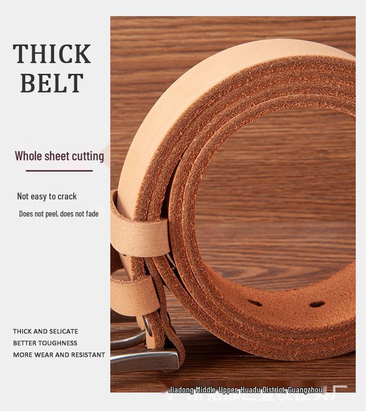 Men's Casual Genuine Leather Pin Buckle Belt - Pure Cowhide for Middle-aged and Young Adults