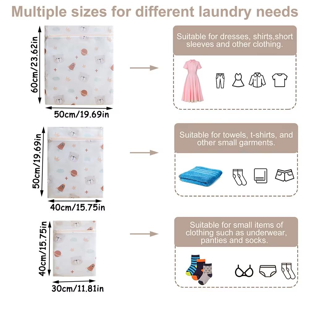 5Pcs Wardrobe Washing Machine Storage Bag Exquisite Cartoon Printing Home Classified Washing Bags For Home Washing Machines