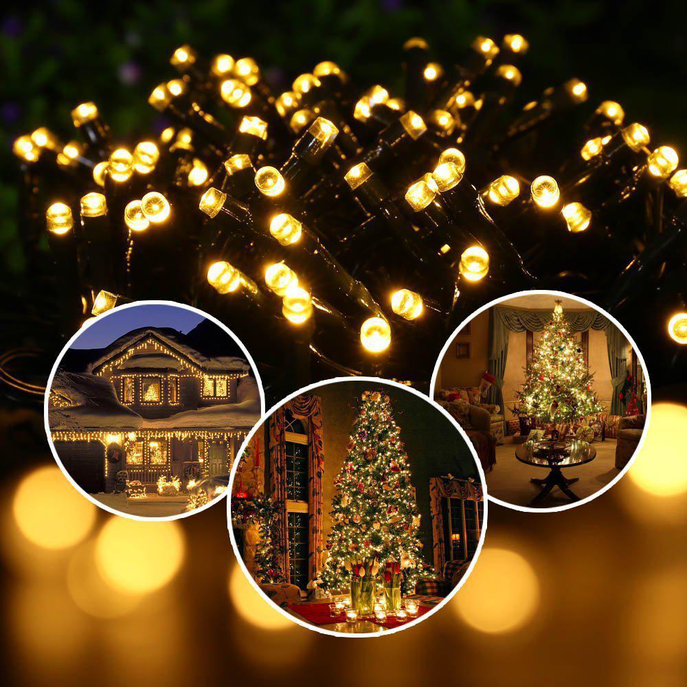 Waterproof Solar LED String Lights with Ground Plug - Outdoor Camping, Garden, and Holiday Decoration with 8 Functions