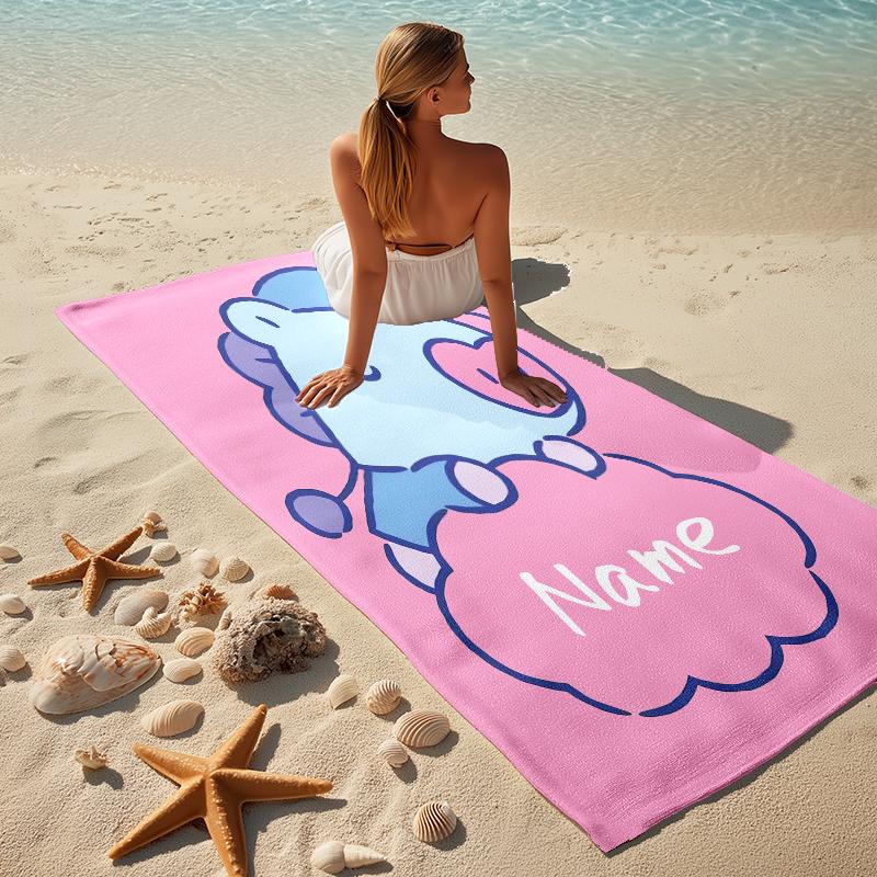 Custom Name Kawaii Friends Stylish Digital Printing Beach Towel Quick‑Drying Absorbent Blanket for Beach Pool Gym Travel