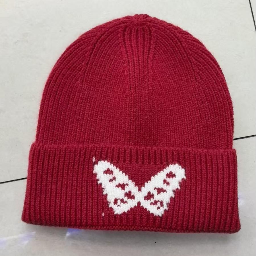 New butterfly knitted hat children's autumn and winter outdoor loose face small big head circumference warm ear protection wool cold hat