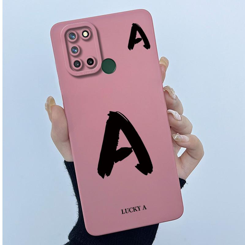 Casing For Realme 7i 7 i RMX2103 Realme C17 RMX2101 Phone Case Lucky Initial Letter Silicone Matte Soft Shockproof Bumper Cover