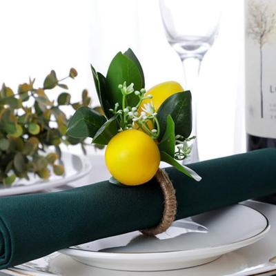 Artificial Lemon Napkin Rings Set of 2, Jute Napkin Ring, Greenery Napkin Ring Holders Farmhouse Napkin Rings for Summer Decor Dinner Weddings Parties