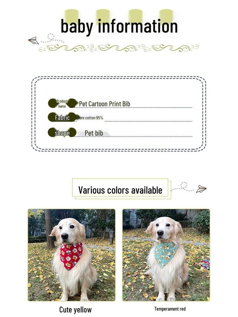 Pet Bib Triangle Scarf for All Dogs: Golden Retriever, Samoyed, Shiba Inu