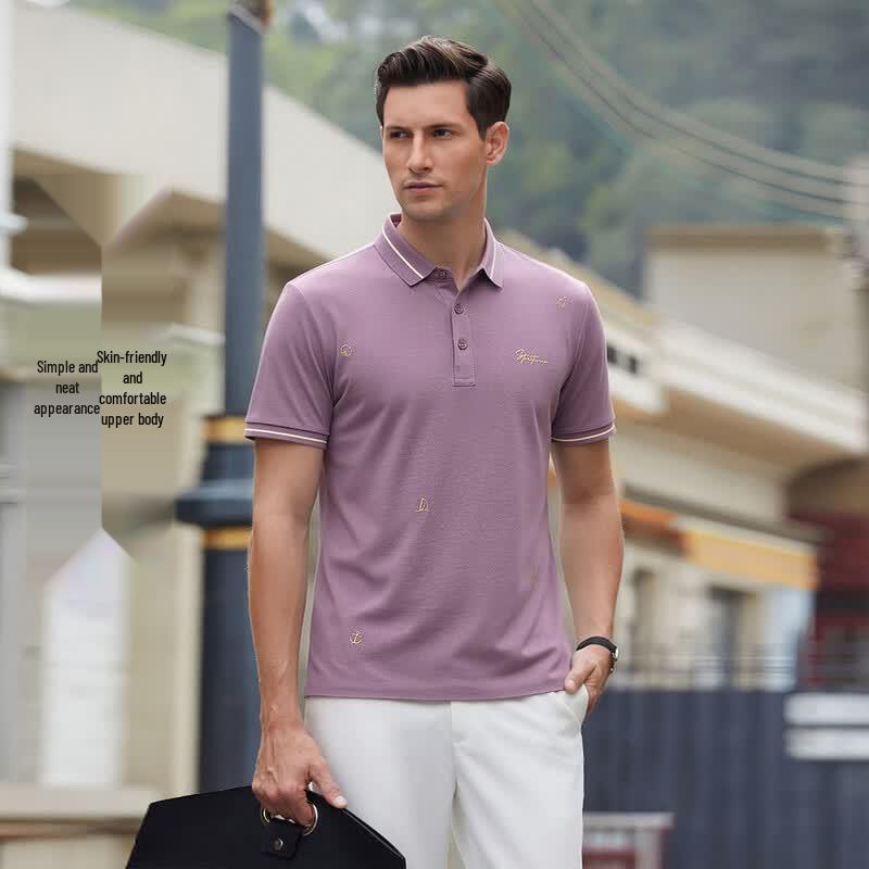 POLOMEISDO Men s Embroidered Business Casual Polo Shirt 48
