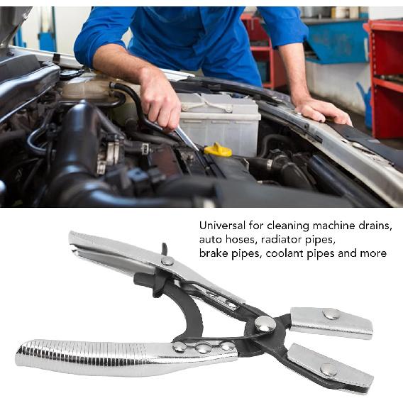 Hose Pinch Off Plier, Line Pinch Off Plier Ratcheting Jaws Swiveling Universal for Automobile Radiator Brake Coolant Pipes(8in)