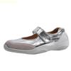 Fashion Cowhide Fashion Casual Ballet Shoes Flats 3Cm/6Cm Height-Enhancing Women 2025 New Summer White/silver Mary Jane Shoes