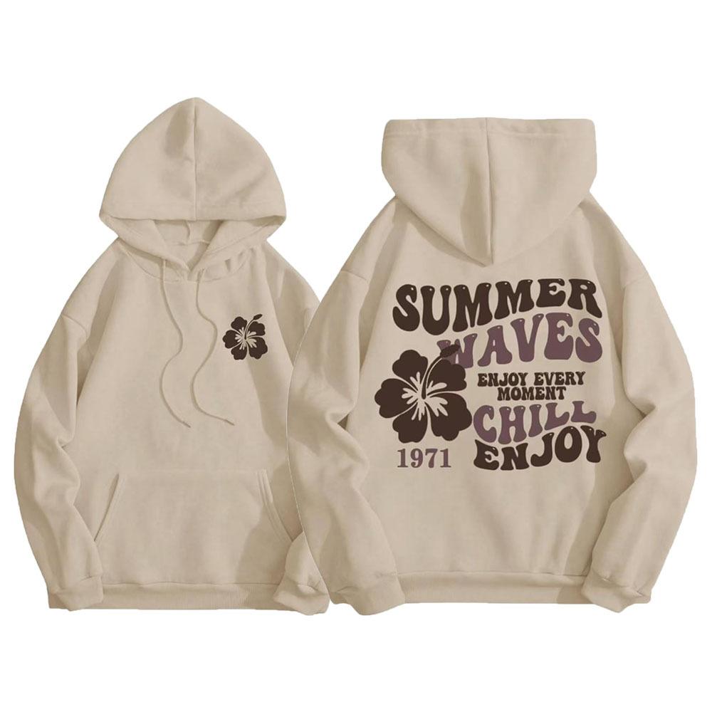 Hooded Women's Print Pullover Hoodie Long Sleeve Outer Wear