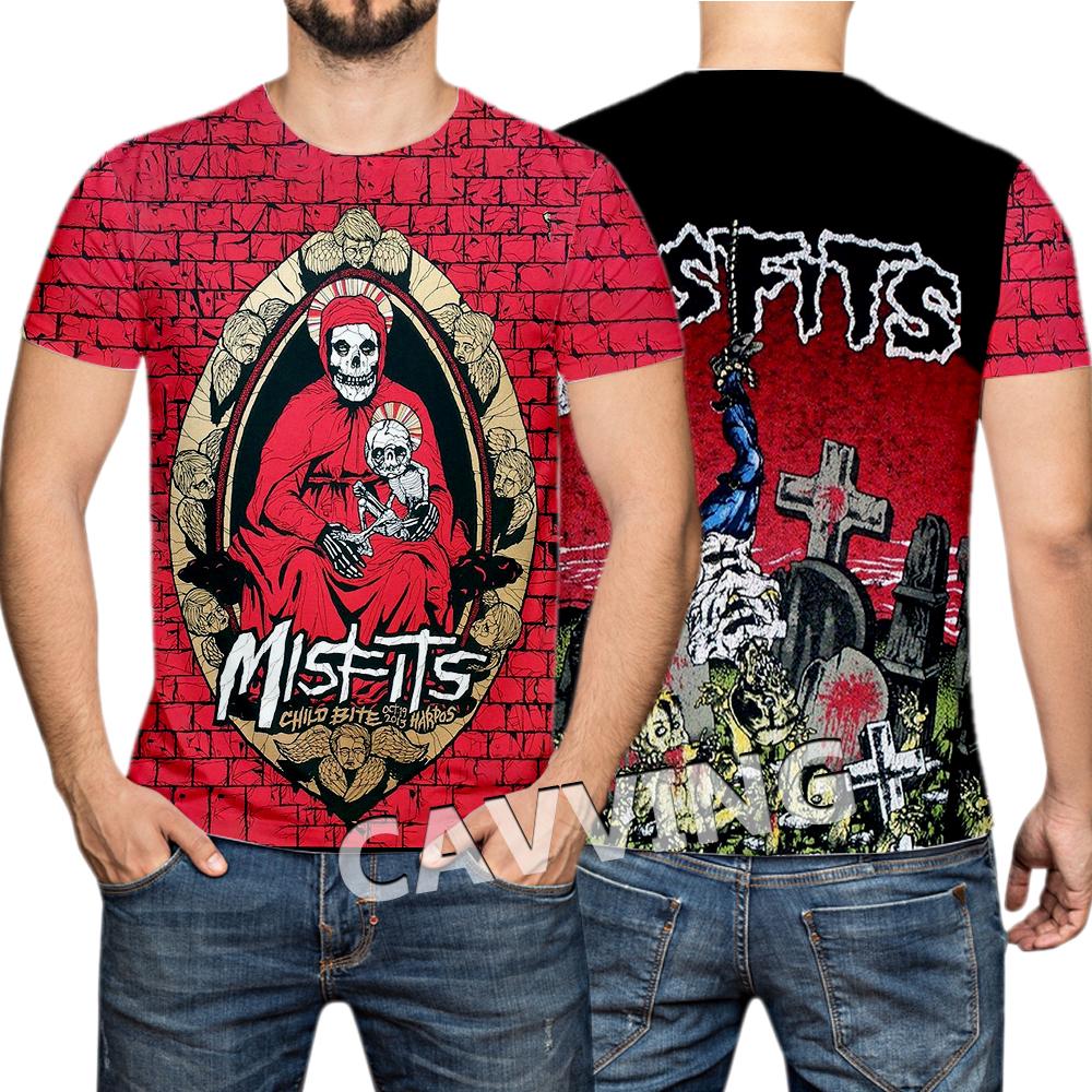 T-shirt Rock Band Misfits Estivi Stampa 3D Streetwear Uomo Donna Moda Maglietta a Maniche Corte T-shirt Top Abbigliamento Uomo