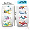 500Pcs/Roll Cartoon Airplanes Kids Rewards Stickers - DIY Scrapbooks Album Decor Sealing Label Decals