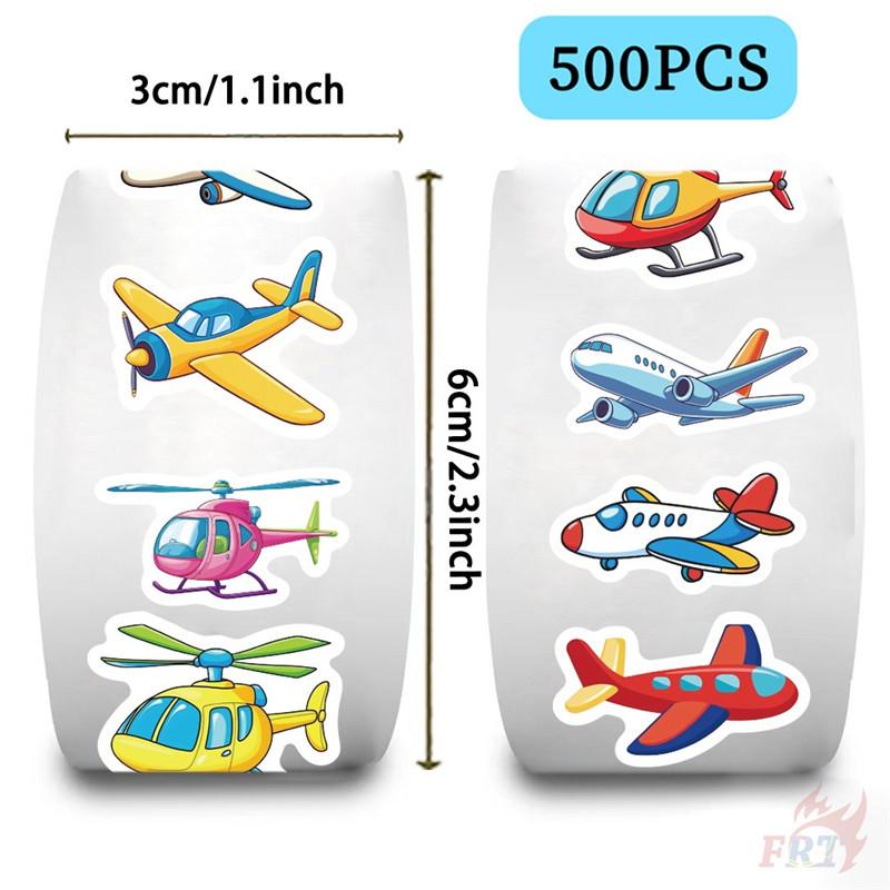 500Pcs/Roll Cartoon Airplanes Kids Rewards Stickers - DIY Scrapbooks Album Decor Sealing Label Decals